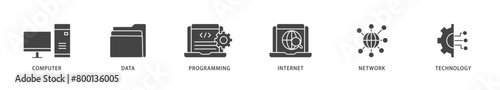 Information technology icons set collection illustration of internet, technology, network, programming, data, computer icon live stroke and easy to edit 