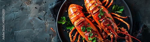 Grilled lobster with herbs gourmet seafood photo