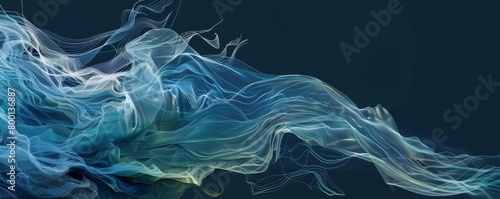 Abstract ocean currents visualization in blue and green hues  artistic representation of fluid dynamics