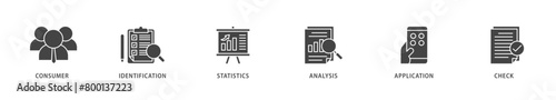 Kyc icons set collection illustration of analysis, check, application, statistics, identification, consumer icon live stroke and easy to edit 