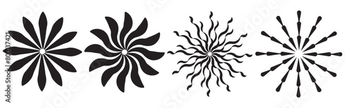 Set of sunburst element. Radial stripes. Collection of ray. Vector design element. Sunburst element radial stripes or sunburst backgrounds. Set of sunburst element. Radial stripes. Collection of ray. 