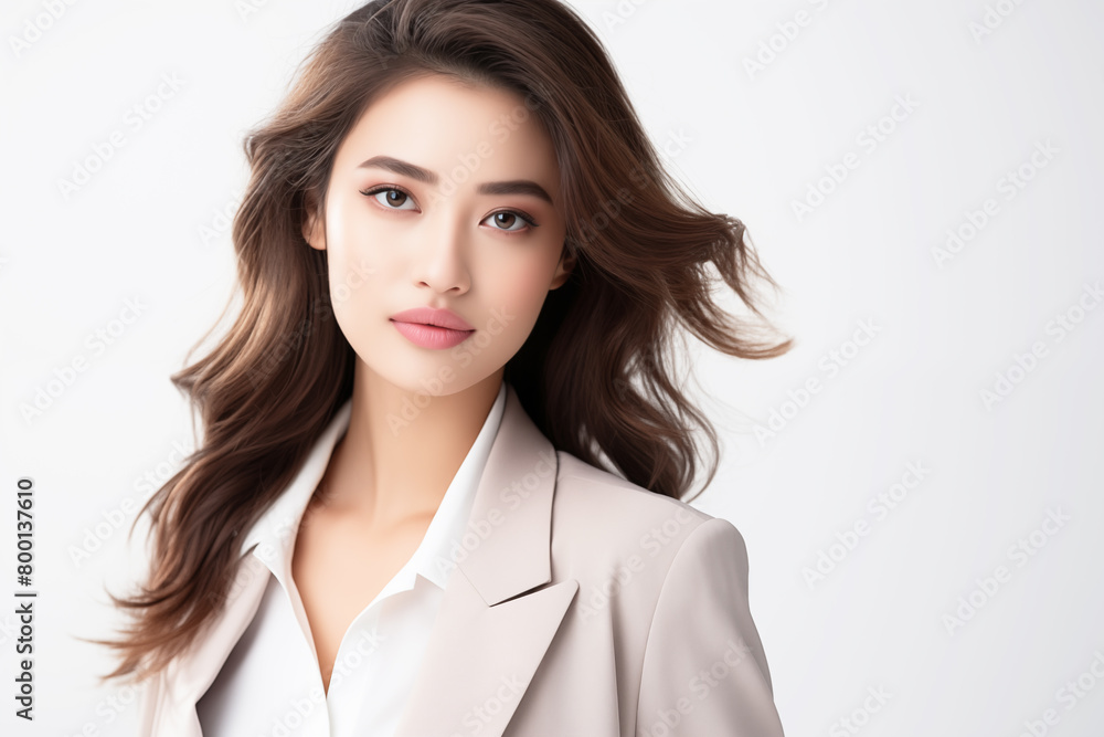 Portrait of the beautiful asian businesswoman on a white background Portrait of the beautiful asian businesswoman on a white background