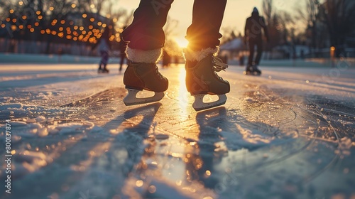 Ice Skating at Sunset