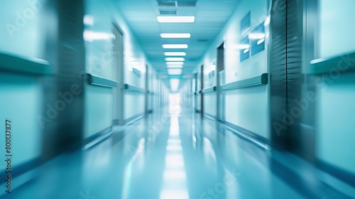 Abstract Defocused Blurred Technology Space Background of Empty Business Corridor or Shopping Mall with Modern Laboratory in Medical and Hospital Corridor © Naeem