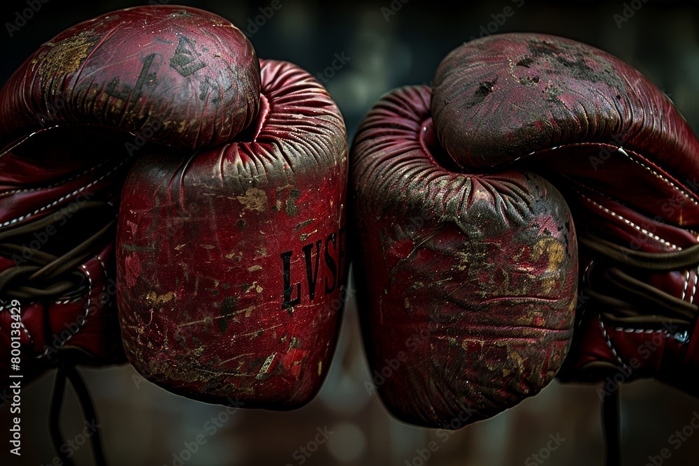 Naklejka premium Wide poster featuring renowned boxers in combat with vs for versus, creating an intense showdown