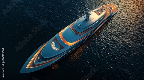 Aerial view of luxury yacht in sea water. © Joyce