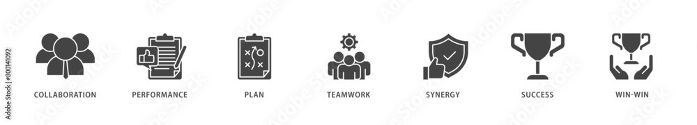 Partnership icons set collection illustration of collaboration, performance, plan, teamwork, synergy, success and win win solution icon live stroke and easy to edit Partnership icons set collection illustration of collaboration, performance, plan, teamwork, synergy, success and win win solution icon live stroke and easy to edit