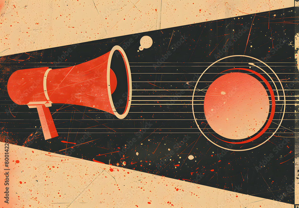 Megaphone or loudspeaker on vintage background