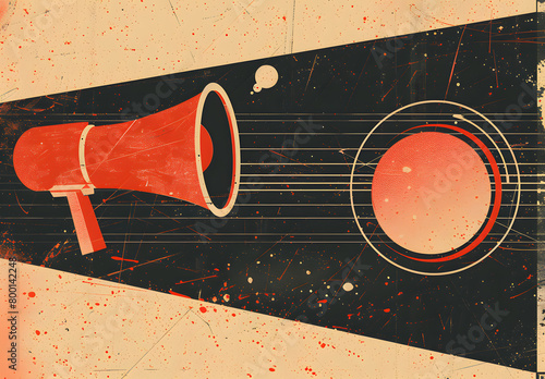 Obraz na płótnie Megaphone or loudspeaker on vintage background w salonie