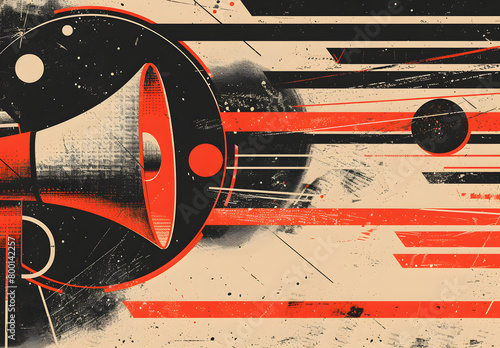 Megaphone or loudspeaker on vintage background