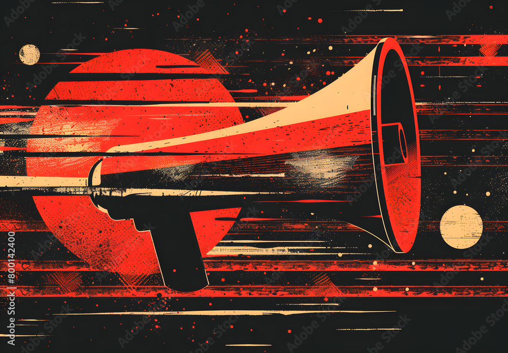 Megaphone or loudspeaker on vintage background