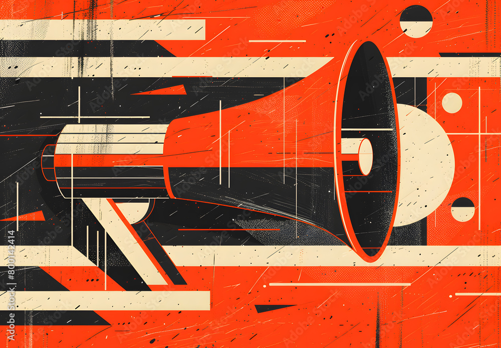 Megaphone or loudspeaker on vintage background