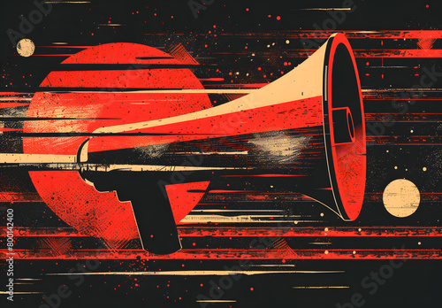 Megaphone or loudspeaker on vintage background