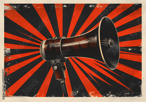 Obraz na płótnie Megaphone or loudspeaker on vintage background w salonie