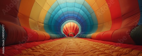 The inside of an inflated hot air balloon photo