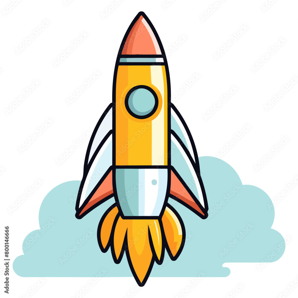 Vector icon of a launch rocket in space, perfect for aerospace and technology designs.