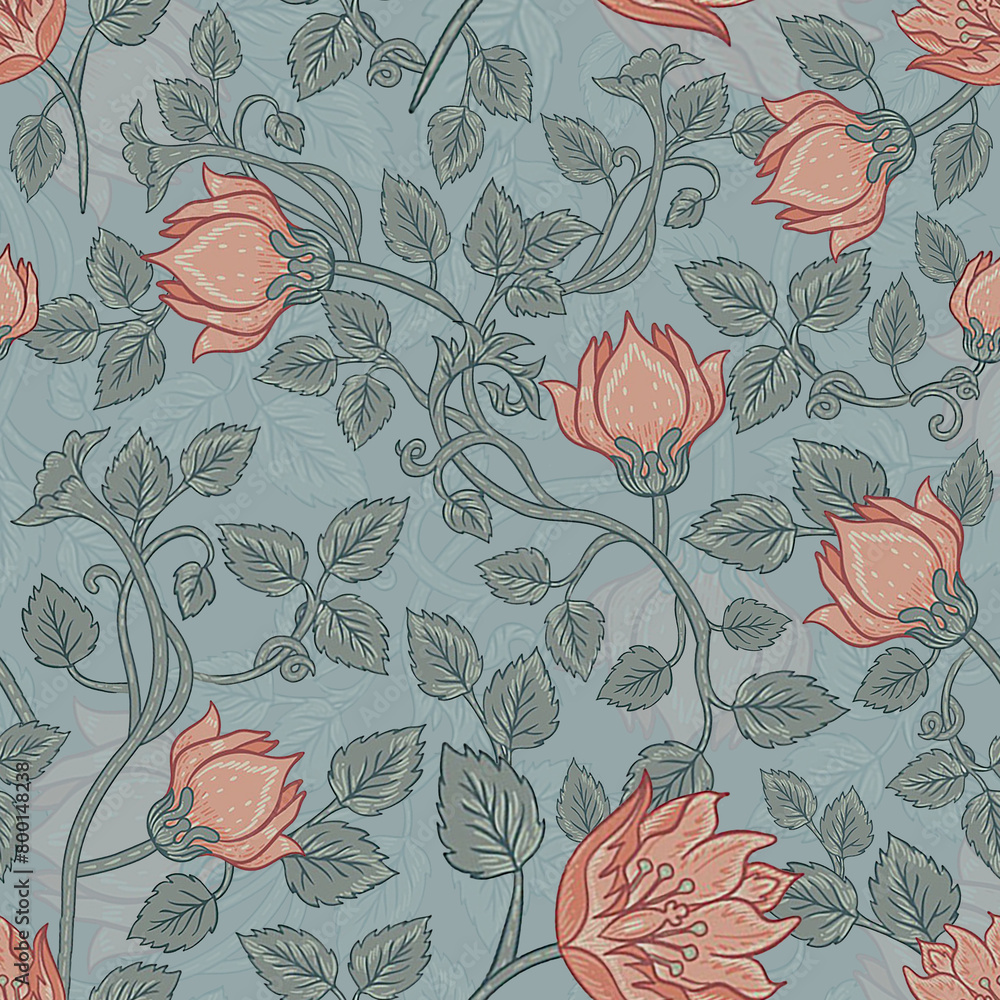 William and Morris seamless floral pattern design, textile pattern design, paper pattern William and Morris seamless floral pattern design, textile pattern design, paper pattern