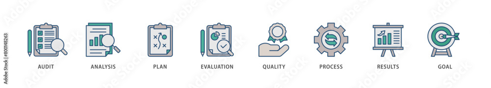 Assessment center icons set collection illustration of audit, analysis, plan, evaluation, quality,process,results and goal icon live stroke and easy to edit Assessment center icons set collection illustration of audit, analysis, plan, evaluation, quality,process,results and goal icon live stroke and easy to edit