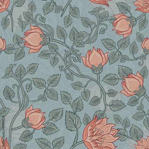 William and Morris seamless floral pattern design, textile pattern design, paper pattern