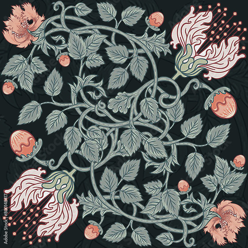 William and Morris seamless floral pattern design, textile pattern design