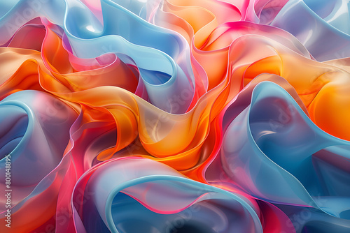 3D Illustration of twisted colorful shapes, 3d render, illustration, art background