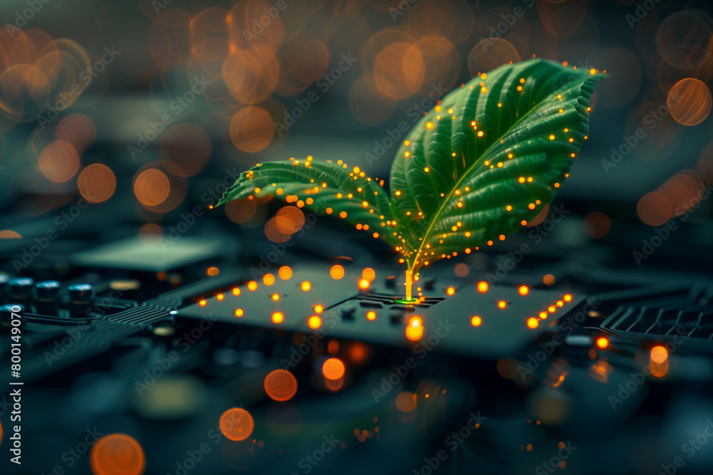 Illustration of beautiful glowing tree or plant growing on cities representing digital technology in studio, 3d, illustration Illustration of beautiful glowing tree or plant growing on cities representing digital technology in studio, 3d, illustration