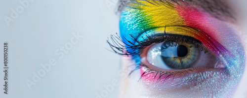 Close-up of eye with colorful makeup.
