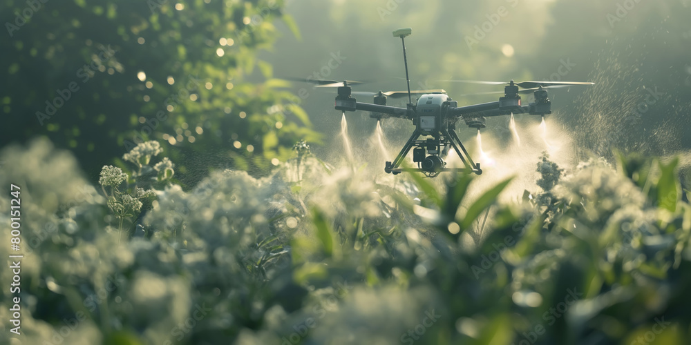 Agriculture drone fertilizing a field Agriculture drone fertilizing a field