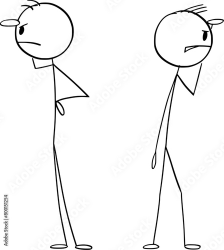 People or team searching or looking for something, vector cartoon stick figure or character illustration.