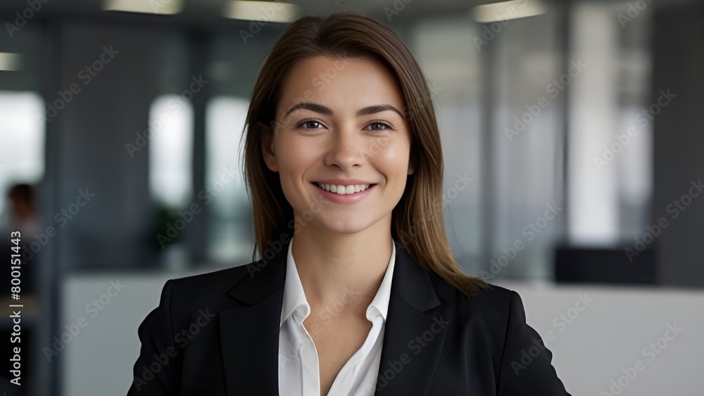 Portrait of a middle-aged businesswoman, Smiling confidently, CEO, stands in her office with arms crossed. Professional, proud, and confident leader in a black suit. Portrait of a middle-aged businesswoman, Smiling confidently, CEO, stands in her office with arms crossed. Professional, proud, and confident leader in a black suit.