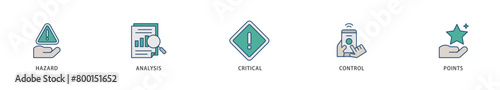 HACCP icons set collection illustration of hazard analysis and critical control points acronym in food safety management system icon live stroke and easy to edit 