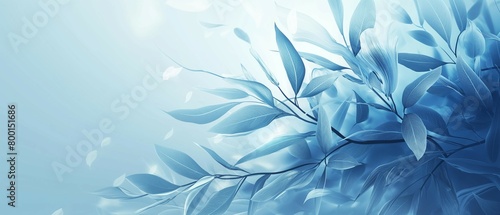 Leaves blue eco watercolor gradient background landscape illustration