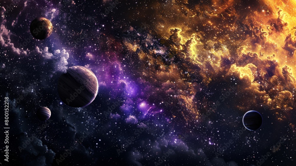 Cosmic Beauty: Vibrant Galaxy with Planets and Stars Cosmic Beauty: Vibrant Galaxy with Planets and Stars