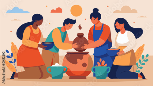 With each piece of pottery created the class is reminded of the importance of unity and coming together as a nation just like the different elements. Vector illustration