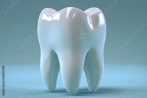 Detailed 3D Illustration of a Healthy Human Molar Tooth on Blue Background