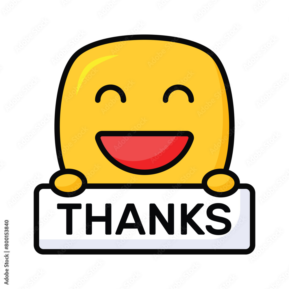 Grab this carefully crafted icon of thanks emoji, ready for premium use Grab this carefully crafted icon of thanks emoji, ready for premium use
