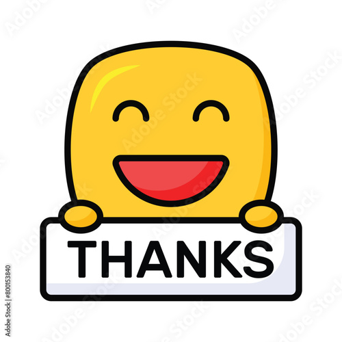 Grab this carefully crafted icon of thanks emoji, ready for premium use