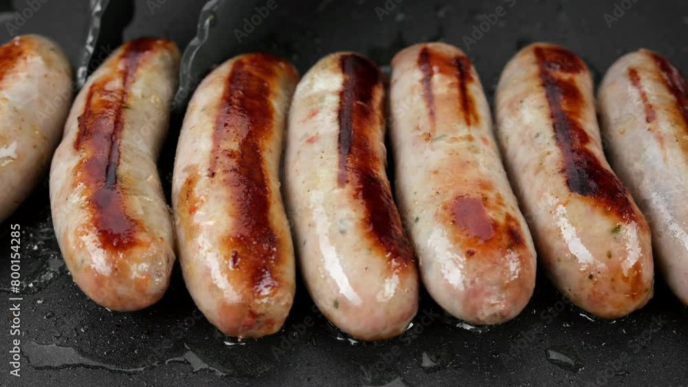 Sausages grilled on an electric grill Sausages grilled on an electric grill