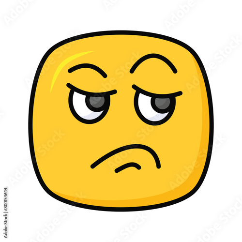 Pixel perfect icon of jealous emoji, isolated on white background