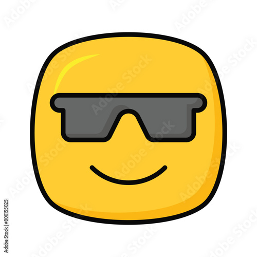 Glasses on emoji face showing concept icon of cool emoji, proud emoji