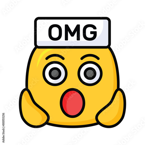 Oh My God expression emoji vector design, editable vector