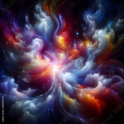 Abstract colorful shapes  Ethereal Echo swirling  dreamlike atmosphere © MDSAIDE