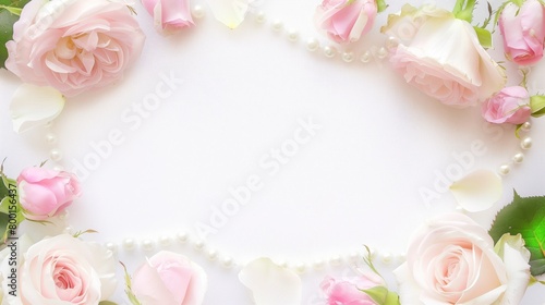 Wallpaper Mural Delicate Floral Border with Pearls on a Pristine Canvas Torontodigital.ca