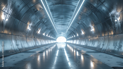 A blank mockup scene in a tunnel with polished surfaces, conveying luxury and exclusivity. Sophisticated ambiance with an elegant touch.