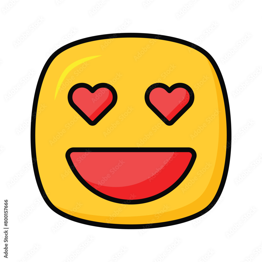 Happy face with heart symbols on eyes, concept icon of in love emoji Happy face with heart symbols on eyes, concept icon of in love emoji
