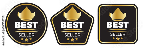 Sticker best seller set isolated premium quality in gold and black color perfect for mark best seller product. Set of best seller premium luxury metal emblem tag or sticker. 11:11