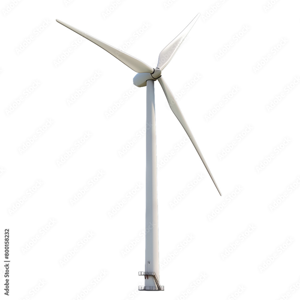 A wind turbine on a transparent background. The use of wind energy. Alternative energy source, windmill A wind turbine on a transparent background. The use of wind energy. Alternative energy source, windmill