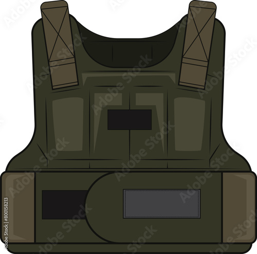 military body Armor Vest Carrier  vector illustrations isolated
