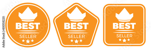 Set of yellow best seller stickers, badges, labels vector illustration. Vintage Bestseller Vector Icons. 11:11
