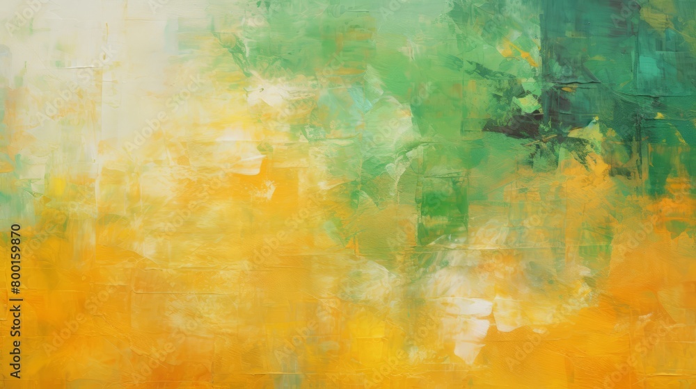 Abstract golden yellow green art painting texture, with oil brush strokes on canvas, with square overlapping layers
